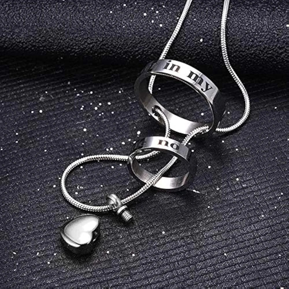 Cremation Jewelry Double Ring Urn Pendant Necklace - Smarsty