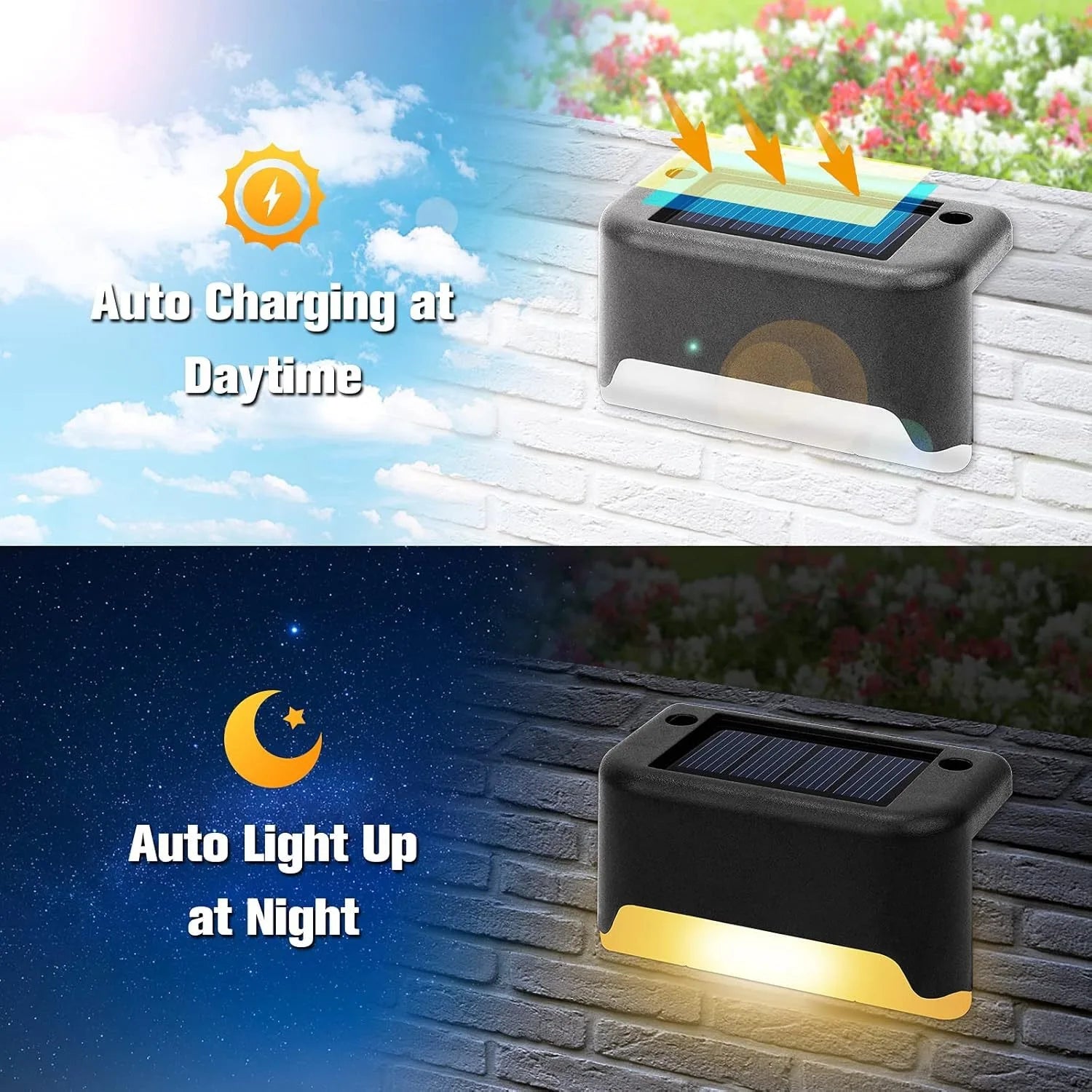 Warm White Solar LED Step Lights for Outdoor Safety - Smarsty