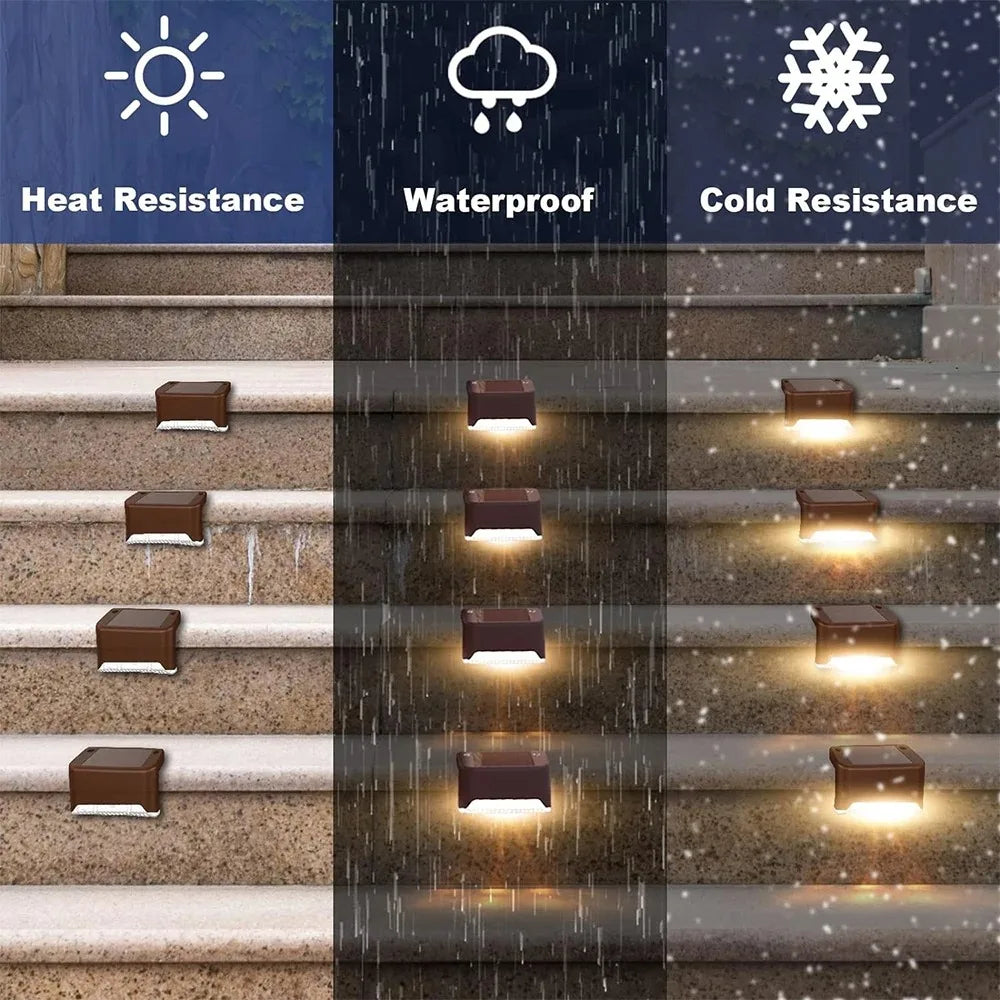 Warm White Solar LED Step Lights for Outdoor Safety - Smarsty