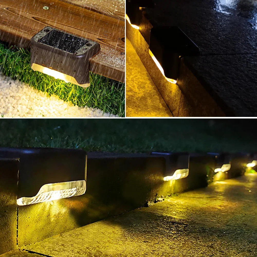 Warm White Solar LED Step Lights for Outdoor Safety - Smarsty