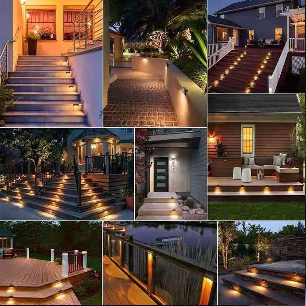 Warm White Solar LED Step Lights for Outdoor Safety - Smarsty