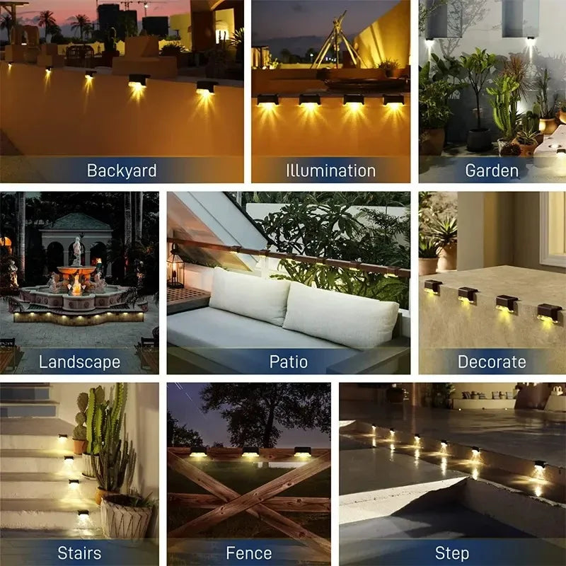 Warm White Solar LED Step Lights for Outdoor Safety - Smarsty
