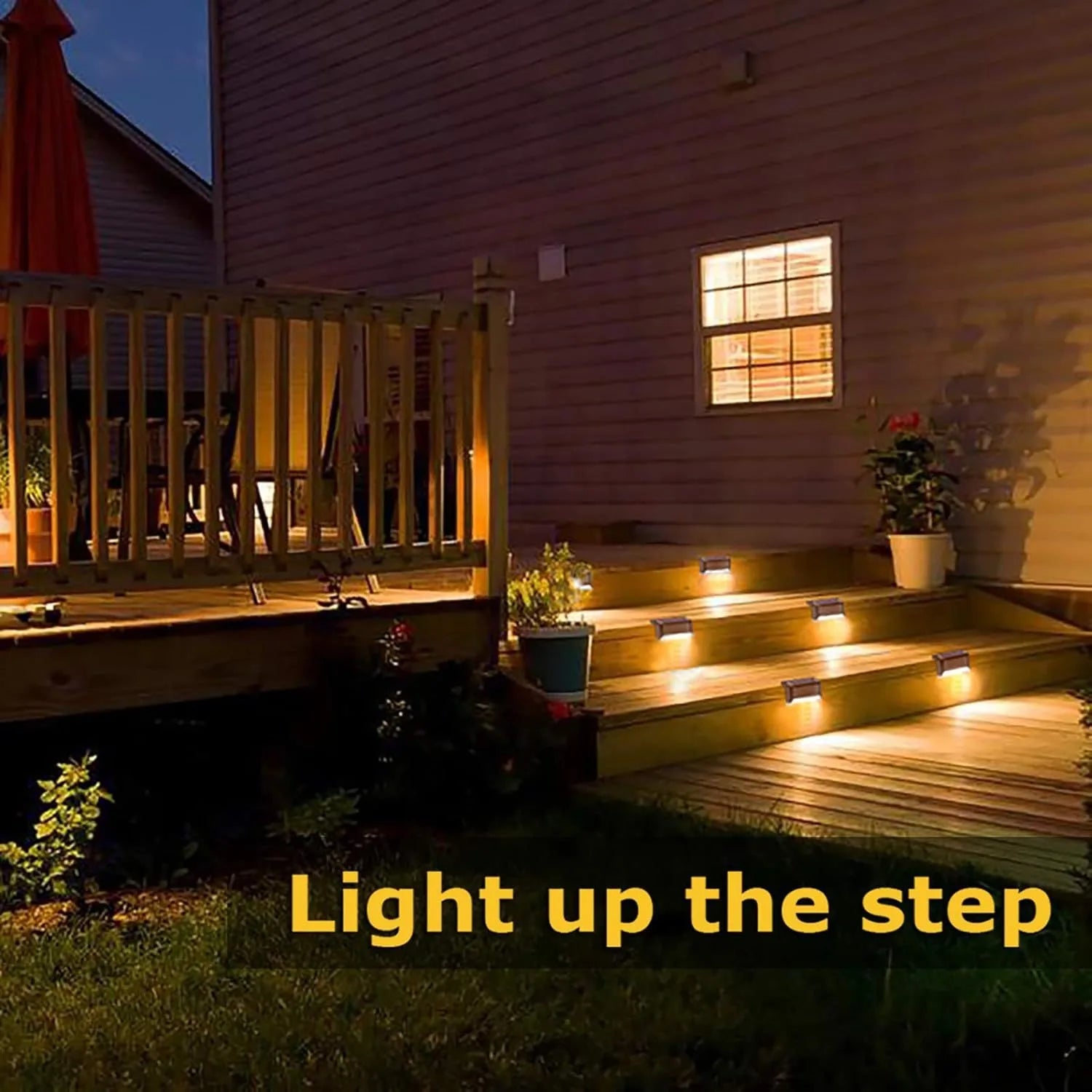 Warm White Solar LED Step Lights for Outdoor Safety - Smarsty