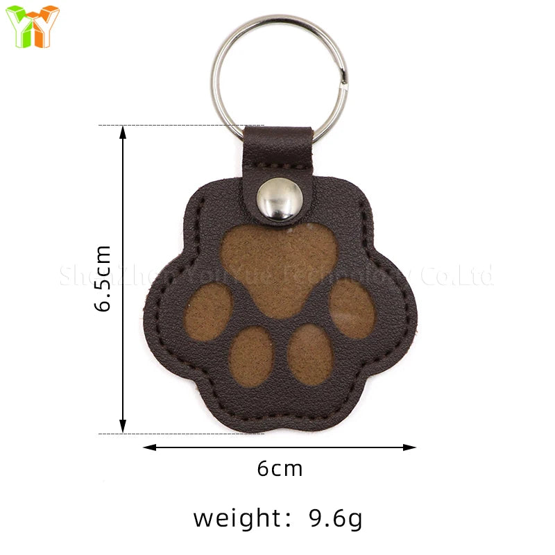 Leather Pet Memorial Keychain with Cat Paw Design - Smarsty