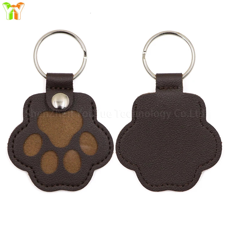 Leather Pet Memorial Keychain with Cat Paw Design - Smarsty