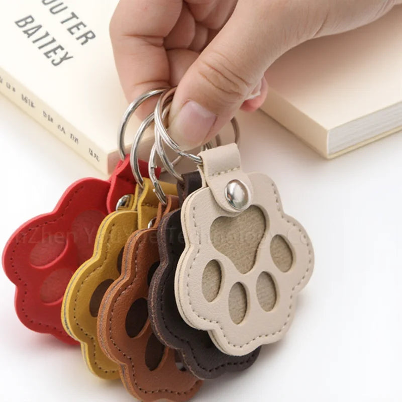 Leather Pet Memorial Keychain with Cat Paw Design - Smarsty