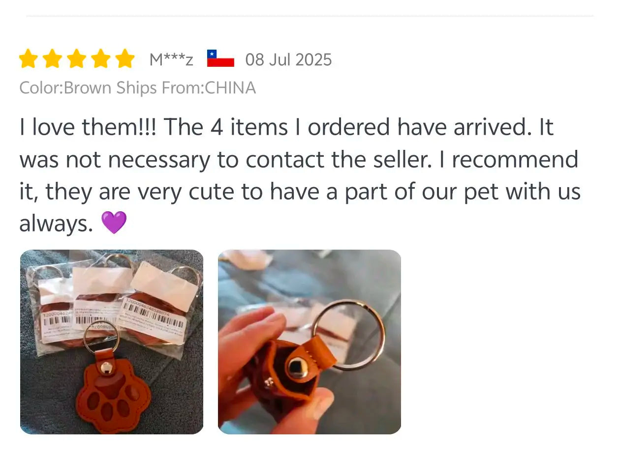 Leather Pet Memorial Keychain with Cat Paw Design - Smarsty