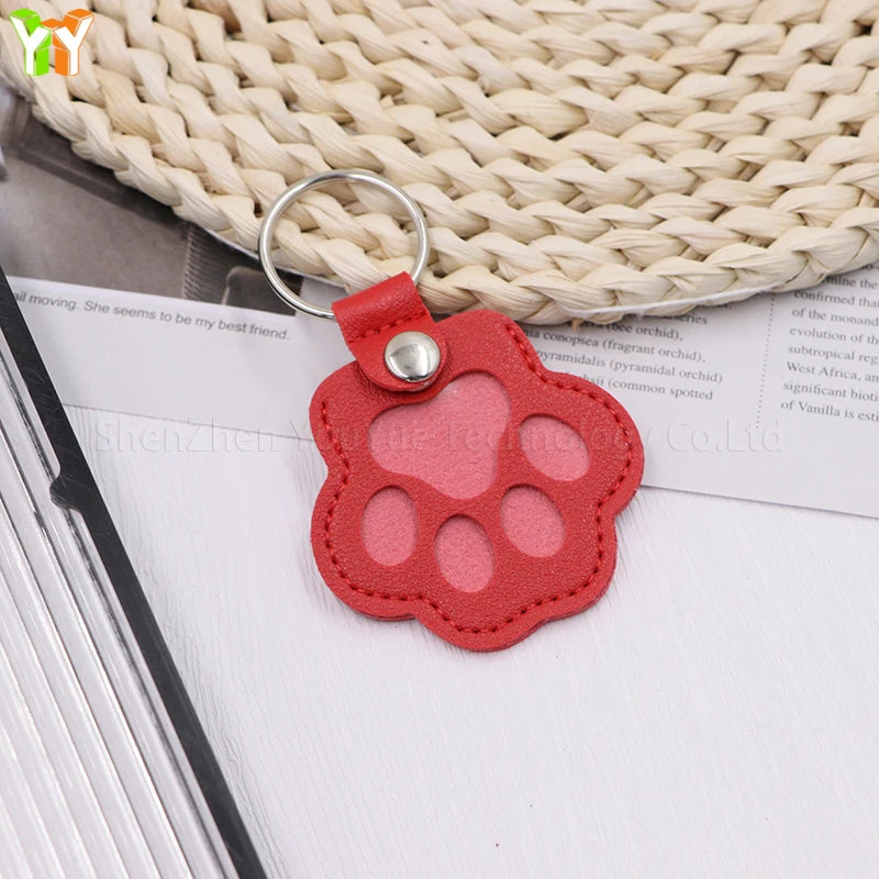 Leather Pet Memorial Keychain with Cat Paw Design - Smarsty