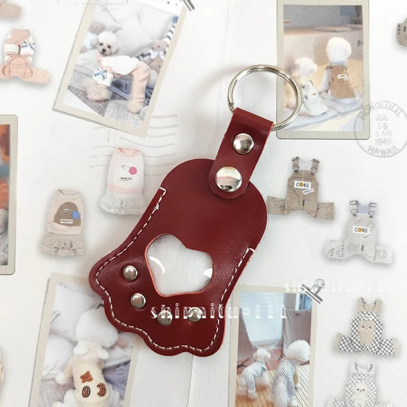 Leather Pet Memorial Keychain with Cat Paw Design - Smarsty