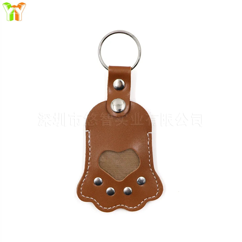 Leather Pet Memorial Keychain with Cat Paw Design - Smarsty