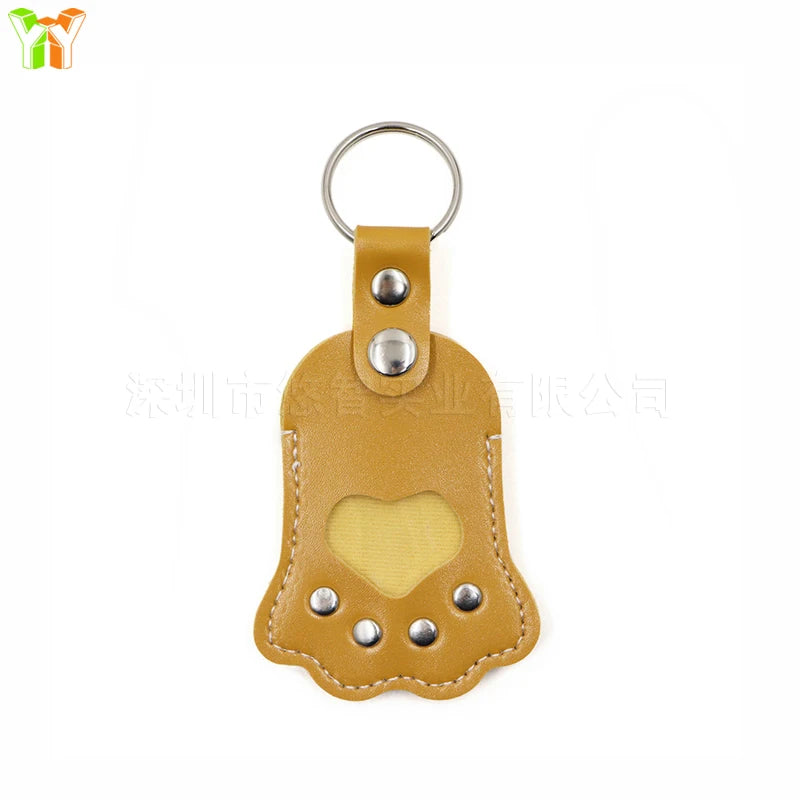 Leather Pet Memorial Keychain with Cat Paw Design - Smarsty