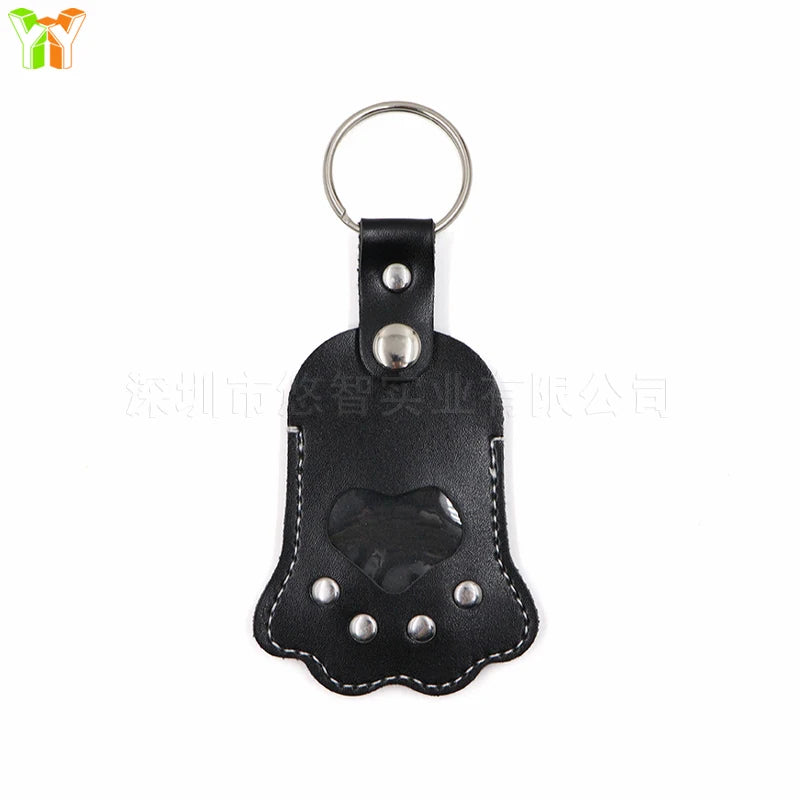 Leather Pet Memorial Keychain with Cat Paw Design - Smarsty