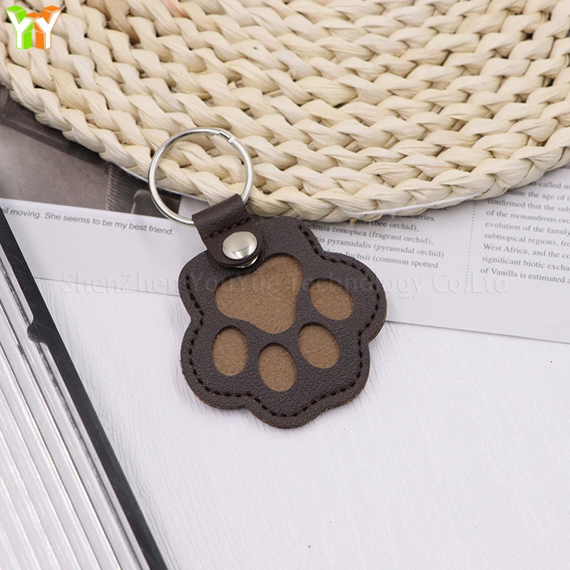 Leather Pet Memorial Keychain with Cat Paw Design - Smarsty