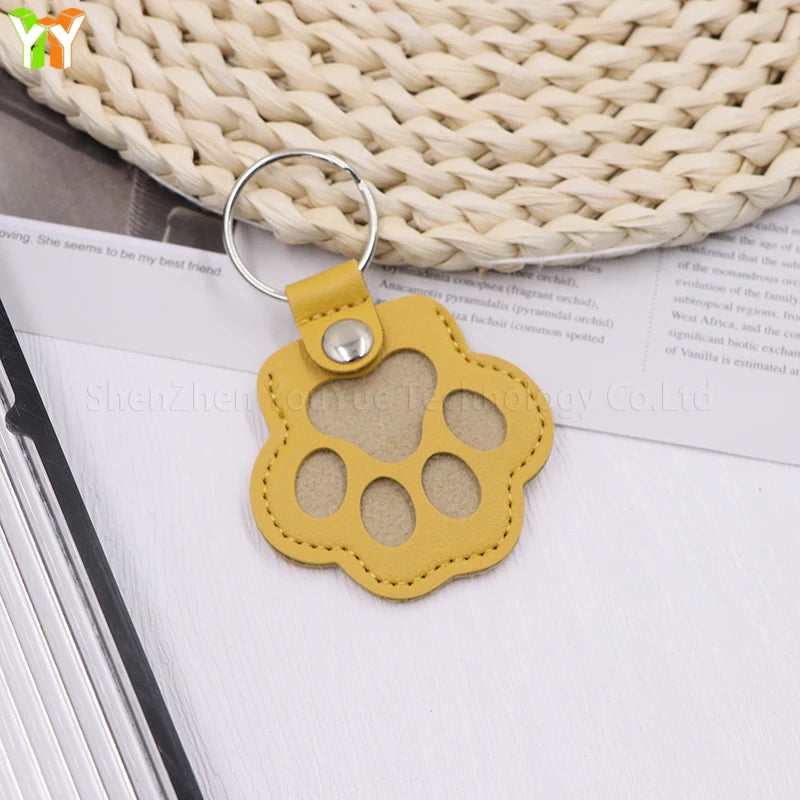 Leather Pet Memorial Keychain with Cat Paw Design - Smarsty