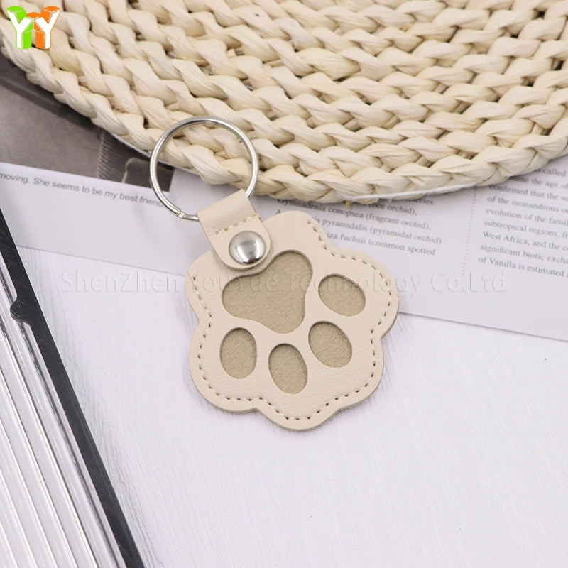 Leather Pet Memorial Keychain with Cat Paw Design - Smarsty