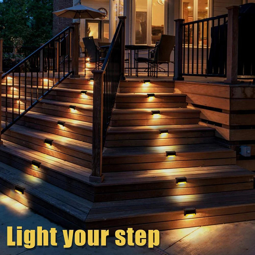 Warm White LED Solar Step Lamp for Outdoor Lighting - Smarsty