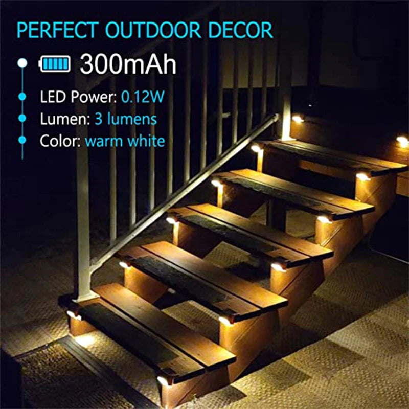 Warm White LED Solar Step Lamp for Outdoor Lighting - Smarsty