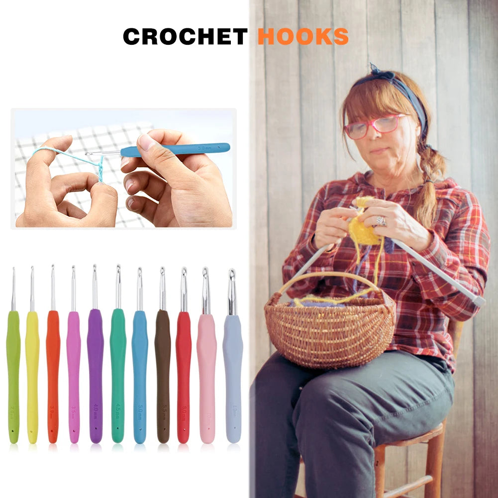 Aluminum Crochet Hooks Kit with Ergonomic Grips - Smarsty