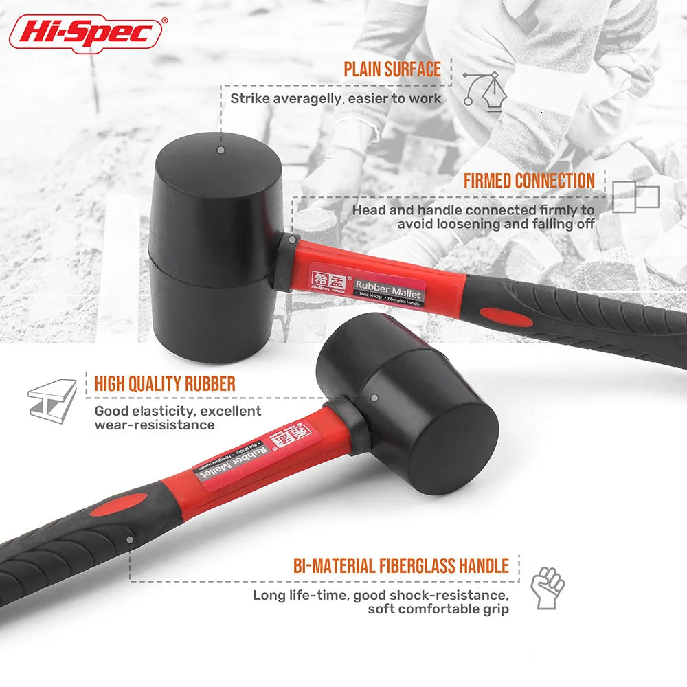 Hi-Spec Heavy Duty Rubber Mallet for Multi-Purpose Use - Smarsty