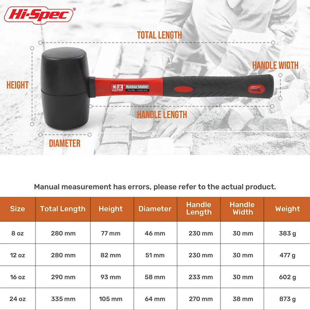 Hi-Spec Heavy Duty Rubber Mallet for Multi-Purpose Use - Smarsty