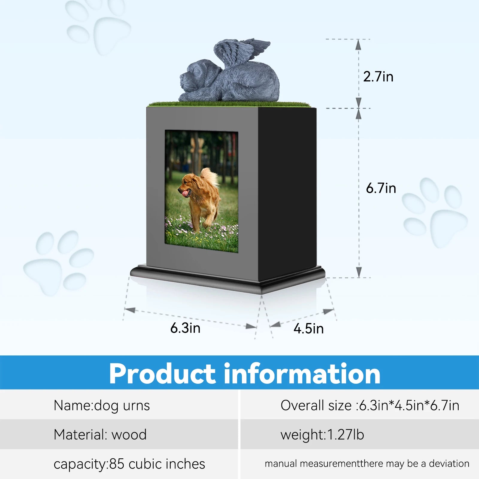 Large Dog Pet Cremation Urn with Photo Box - Smarsty