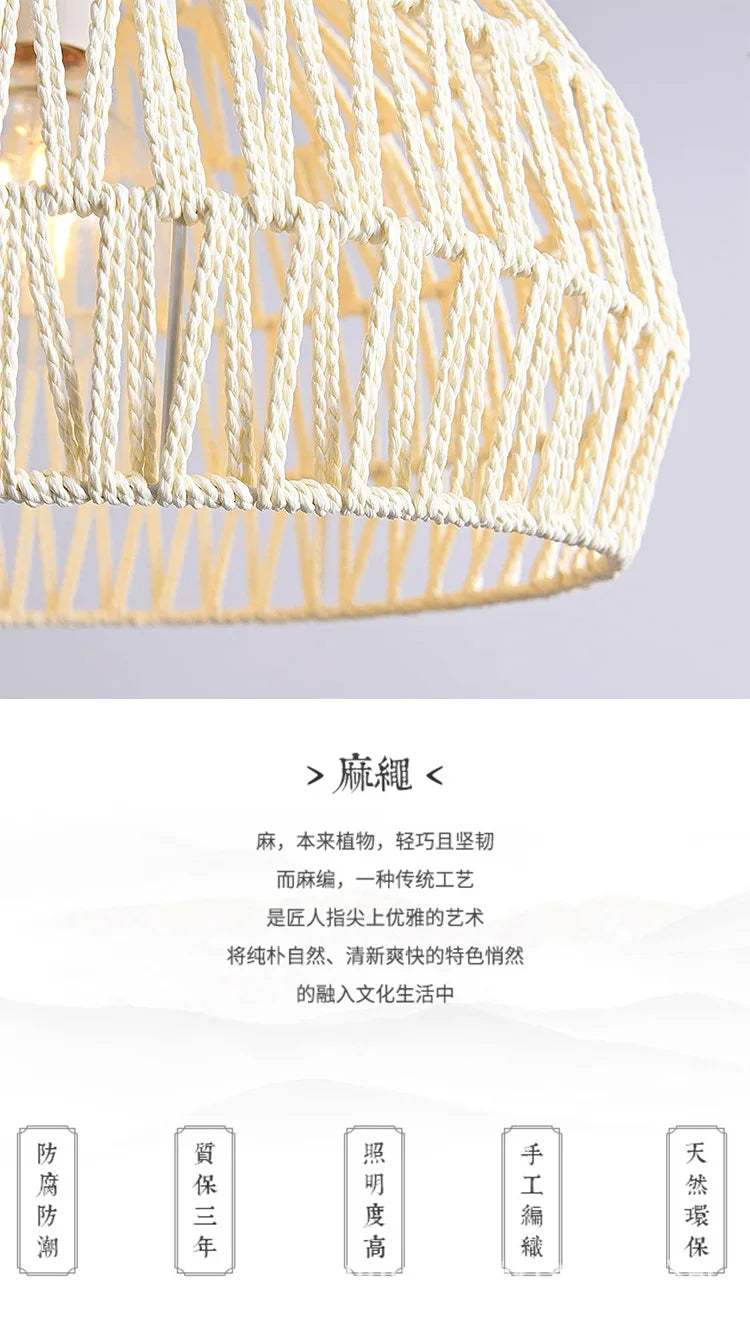 Japanese-Style Hemp Rope Pendant Lights for Cozy Interiors - Smarsty