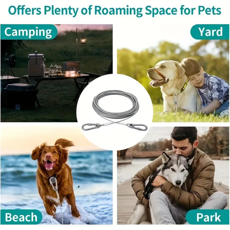 Double-Headed Dog Tie Out Cable Leash for Outdoor Training - Smarsty