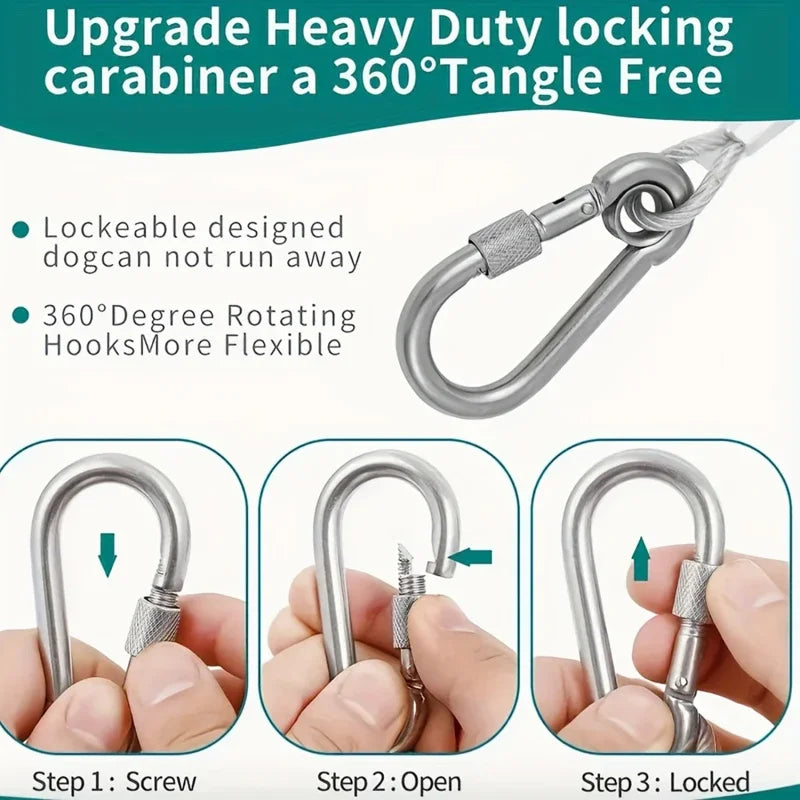 Double-Headed Dog Tie Out Cable Leash for Outdoor Training - Smarsty