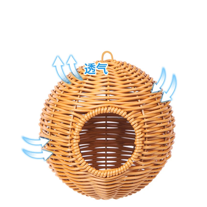 Bird Nest Fake Grass Handwoven Bird Cage House Parrot Canary Lovebird Parakeet Cockatiel Fake Hand-Woven Grass Hatching Bird Hut - Smarsty