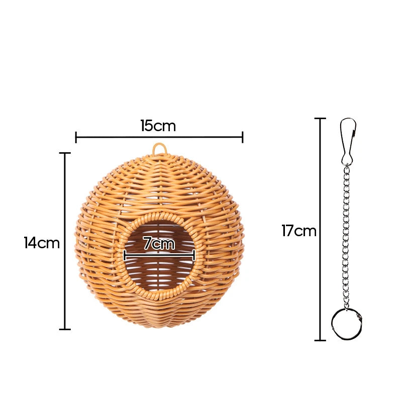 Bird Nest Fake Grass Handwoven Bird Cage House Parrot Canary Lovebird Parakeet Cockatiel Fake Hand-Woven Grass Hatching Bird Hut - Smarsty