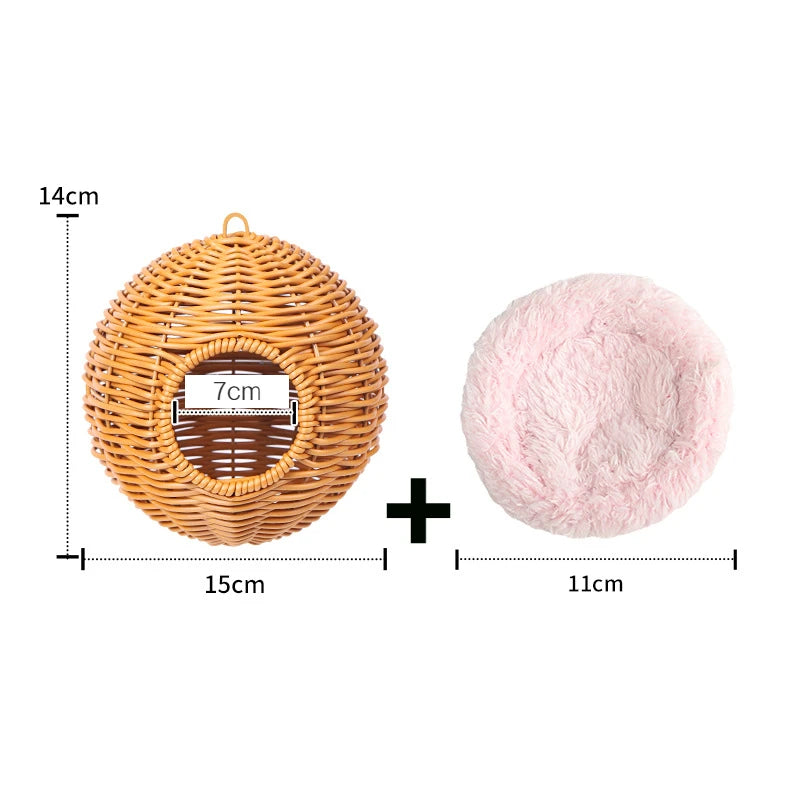 Bird Nest Fake Grass Handwoven Bird Cage House Parrot Canary Lovebird Parakeet Cockatiel Fake Hand-Woven Grass Hatching Bird Hut - Smarsty