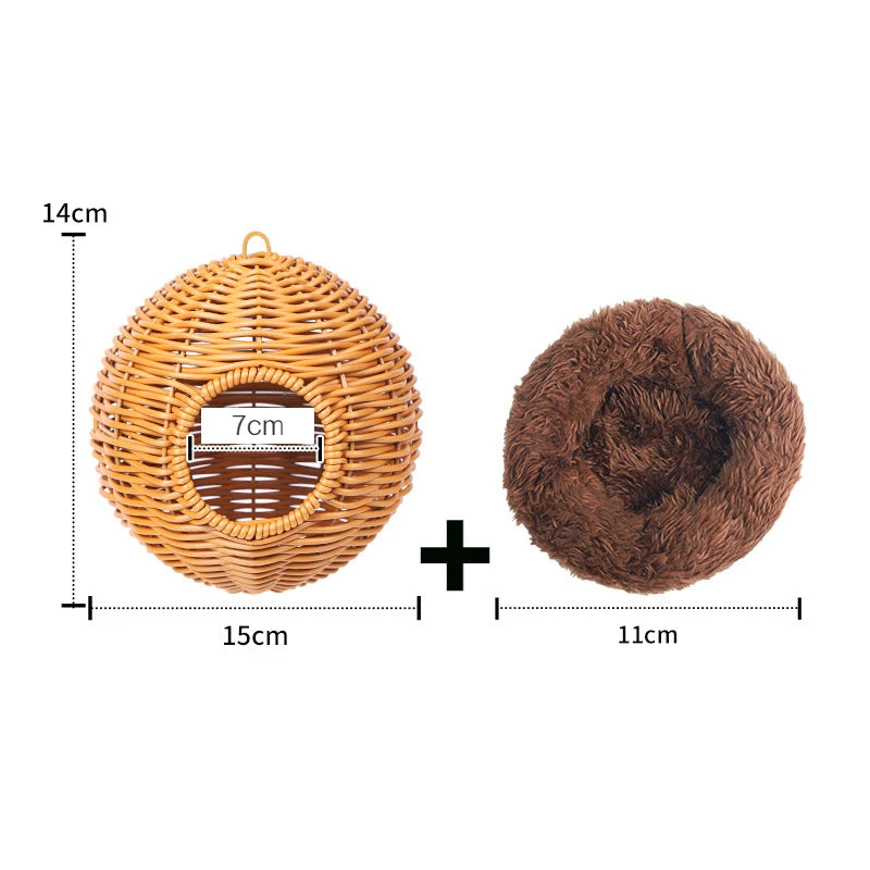 Bird Nest Fake Grass Handwoven Bird Cage House Parrot Canary Lovebird Parakeet Cockatiel Fake Hand-Woven Grass Hatching Bird Hut - Smarsty
