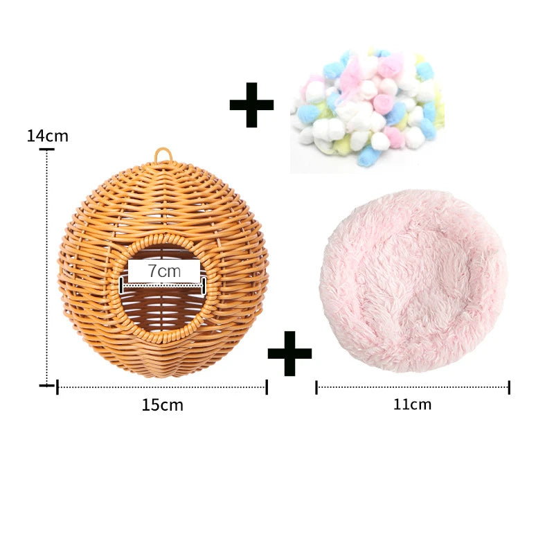 Bird Nest Fake Grass Handwoven Bird Cage House Parrot Canary Lovebird Parakeet Cockatiel Fake Hand-Woven Grass Hatching Bird Hut - Smarsty