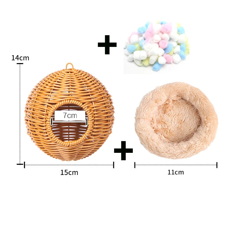 Bird Nest Fake Grass Handwoven Bird Cage House Parrot Canary Lovebird Parakeet Cockatiel Fake Hand-Woven Grass Hatching Bird Hut - Smarsty