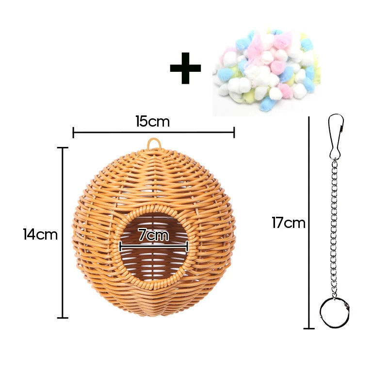 Bird Nest Fake Grass Handwoven Bird Cage House Parrot Canary Lovebird Parakeet Cockatiel Fake Hand-Woven Grass Hatching Bird Hut - Smarsty