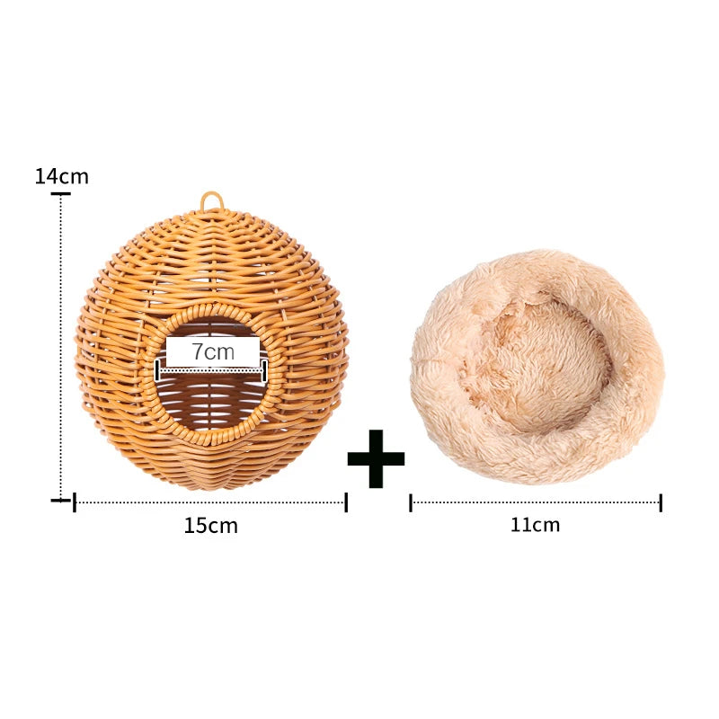 Bird Nest Fake Grass Handwoven Bird Cage House Parrot Canary Lovebird Parakeet Cockatiel Fake Hand-Woven Grass Hatching Bird Hut - Smarsty