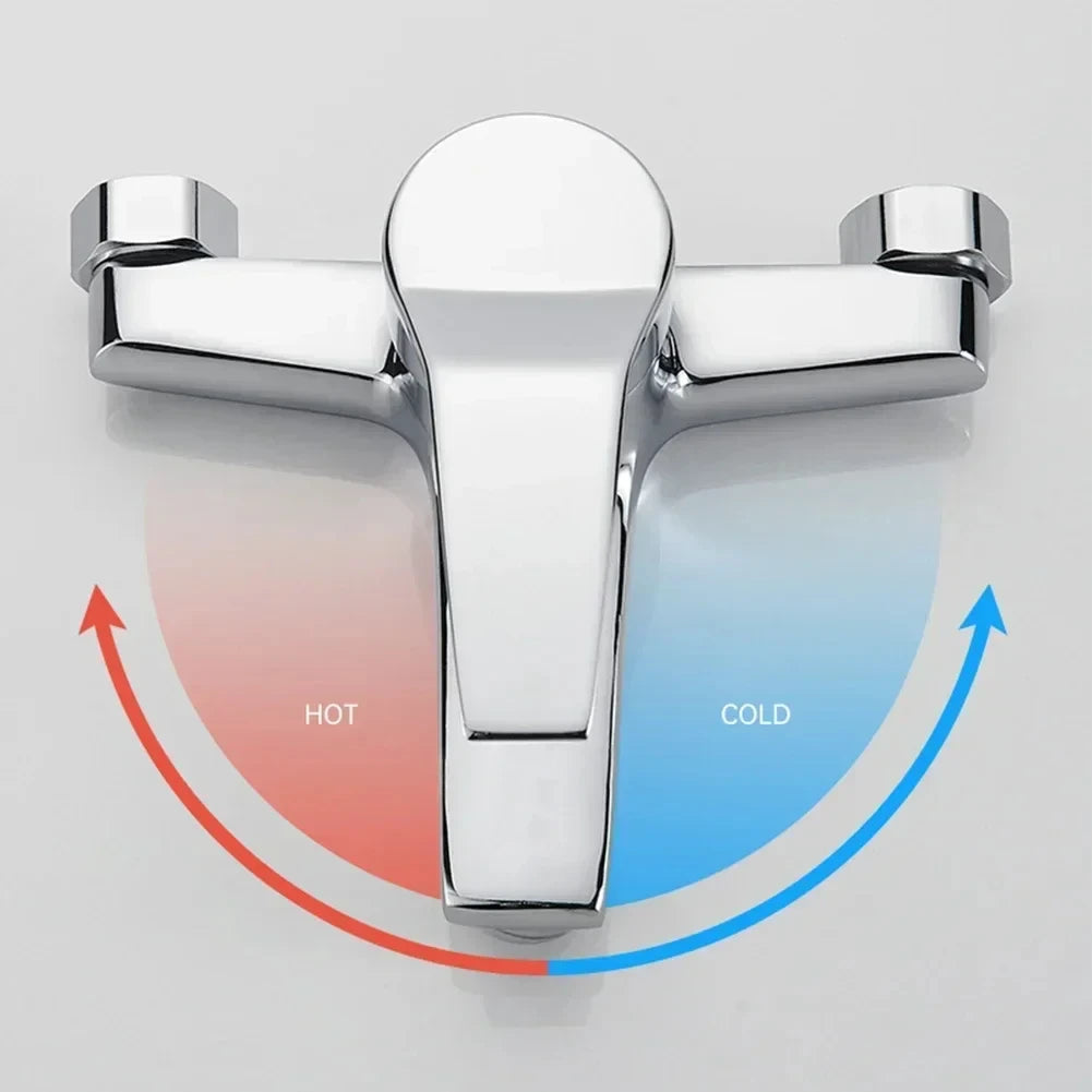 Chrome Wall Mounted Zinc Alloy Basin Faucet Mixer - Smarsty