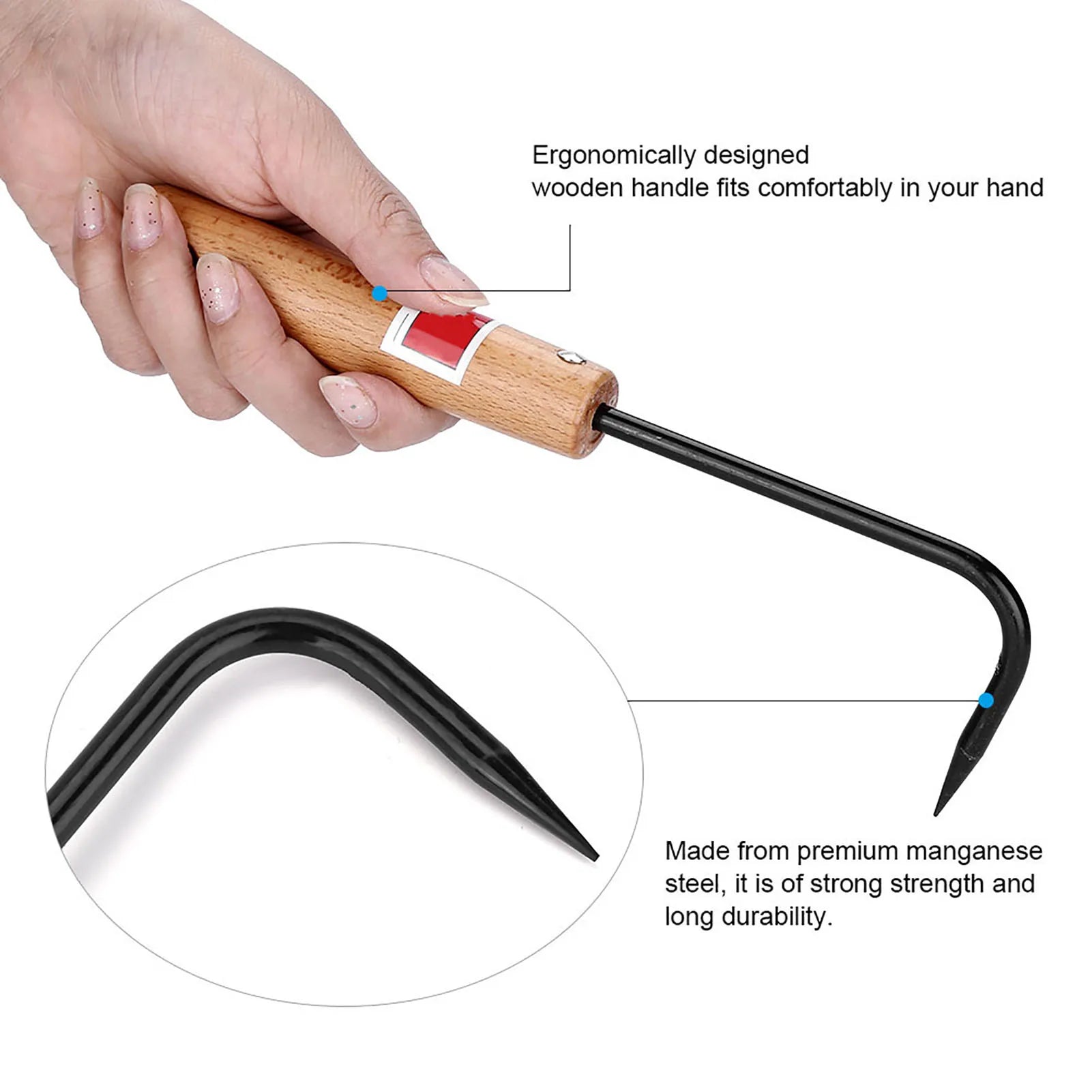 Durable Bonsai Root Hook with Ergonomic Wooden Handle - Smarsty