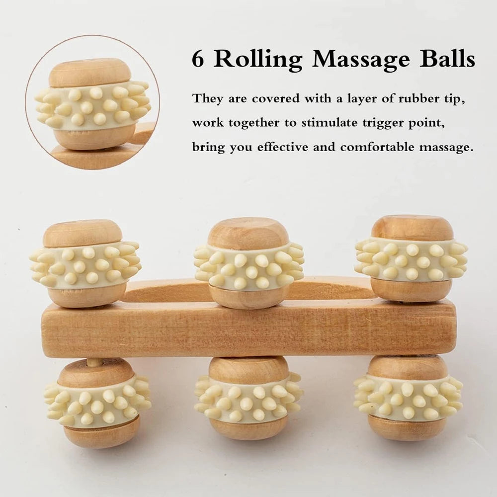 Handheld Wooden Massage Roller for Sore Muscles - Smarsty