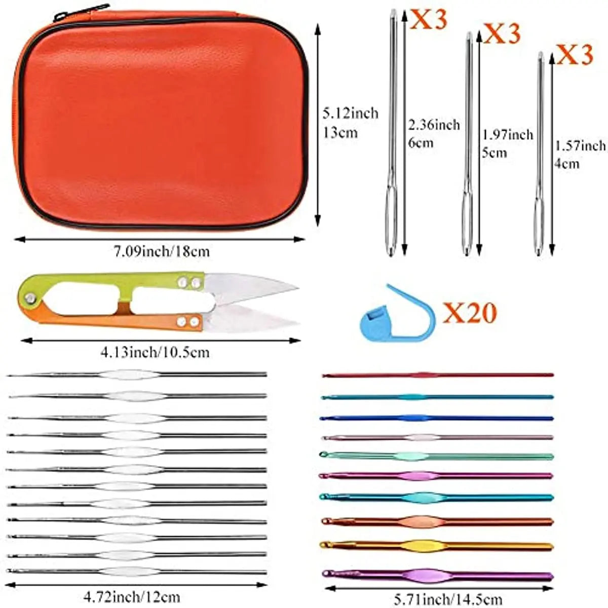 KRABALL 54PCS Ergonomic Crochet Needles Set with Storage Case - Smarsty