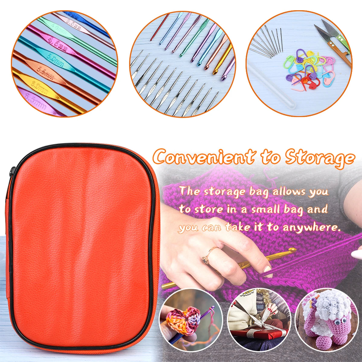 KRABALL 54PCS Ergonomic Crochet Needles Set with Storage Case - Smarsty