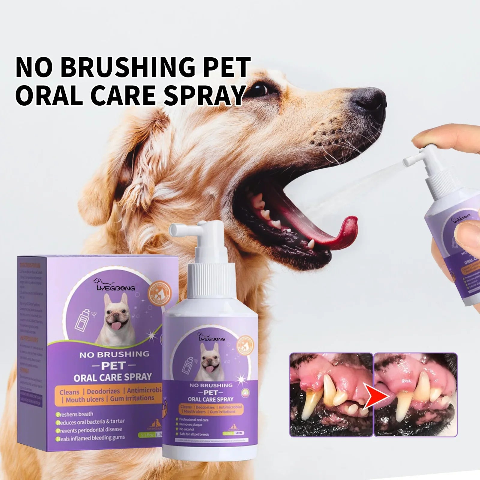 Pet Oral Cleanse Spray for Fresh Breath in Dogs and Cats - Smarsty