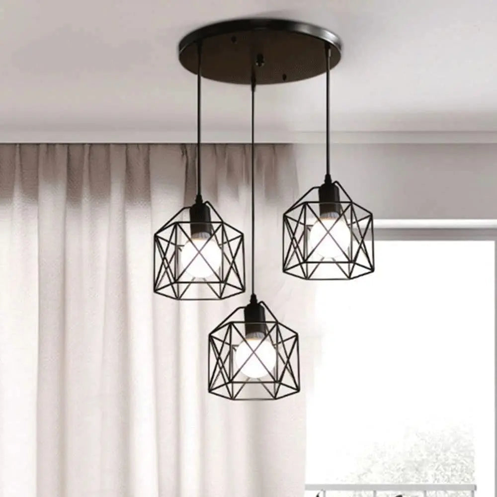 Vintage Black Pendant Lamp with Three Lights for Modern Spaces - Smarsty