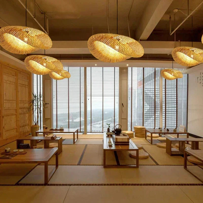 Handmade Bamboo LED Pendant Light Vintage Chandelier - Smarsty
