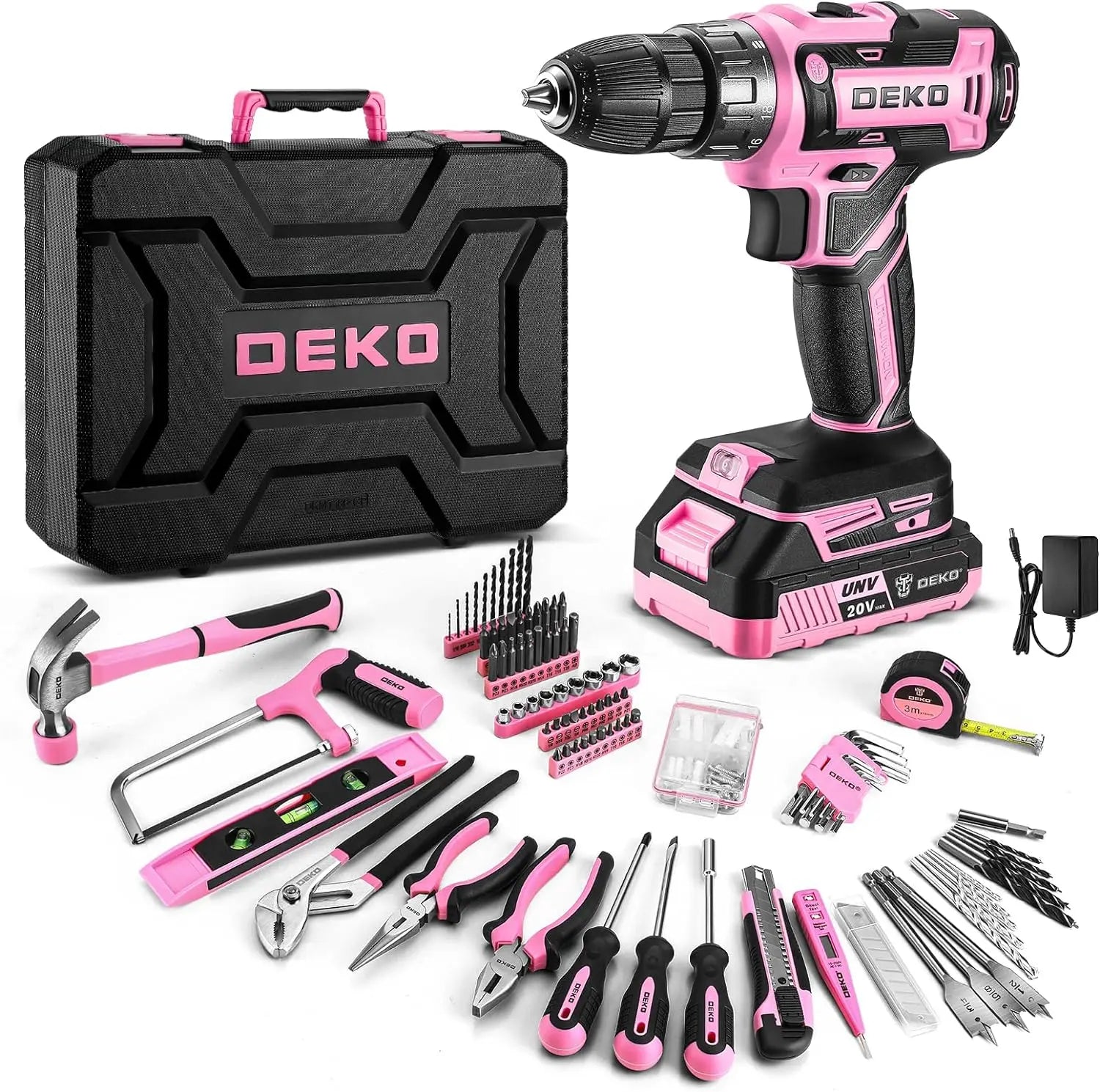 DEKO Pink 20V Cordless Drill Tool Kit Set - Smarsty