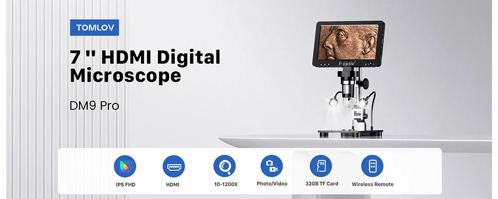 Elikliv 7 Inch 1080P Digital Microscope with LED Lights - Smarsty
