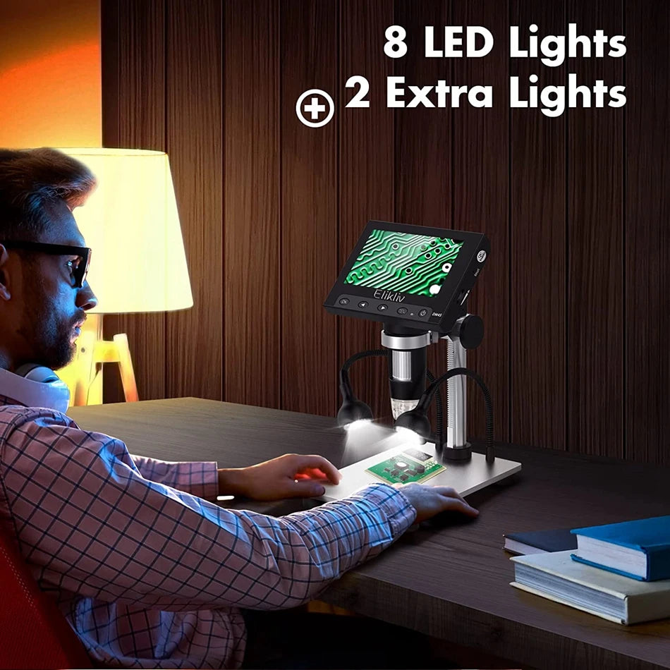 Elikliv 7 Inch 1080P Digital Microscope with LED Lights - Smarsty