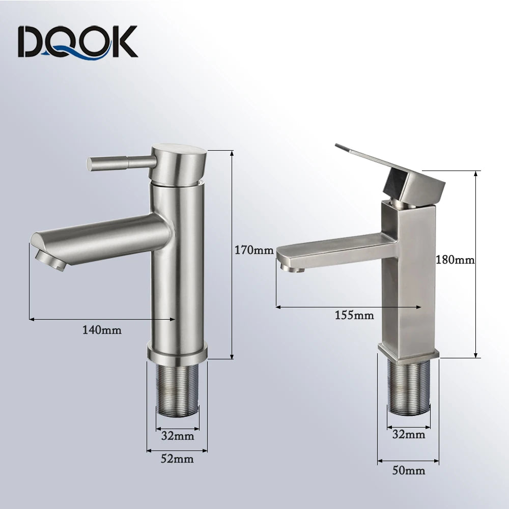Black Square Bathroom Faucet Hot and Cold Mixer - Smarsty