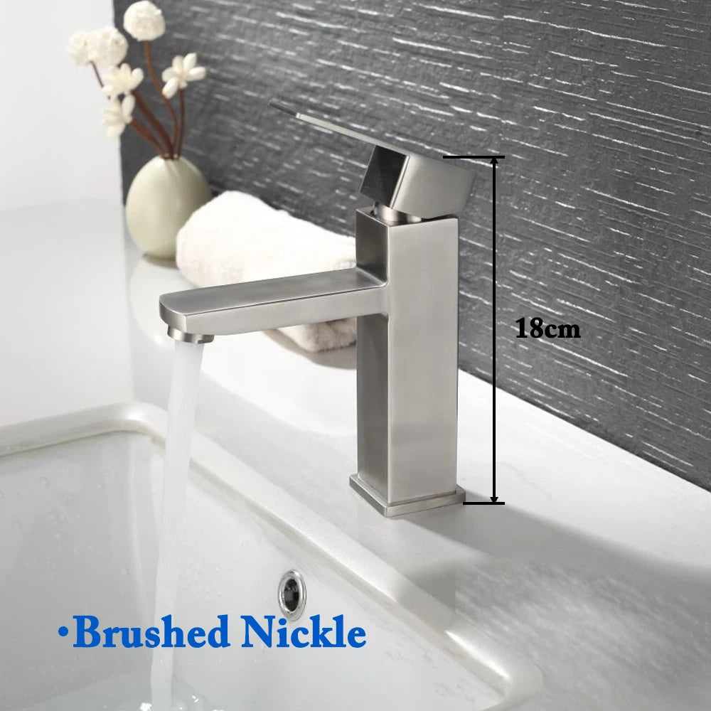 Black Square Bathroom Faucet Hot and Cold Mixer - Smarsty