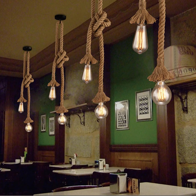 Vintage Hemp Rope Pendant Light for Industrial Decor - Smarsty